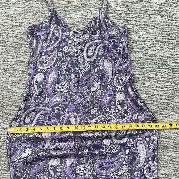 NWT Nili Lotan SHORT CAMI DRESS PURPLE PAISLEY PRINT Large Silk - Picture 11 of 16